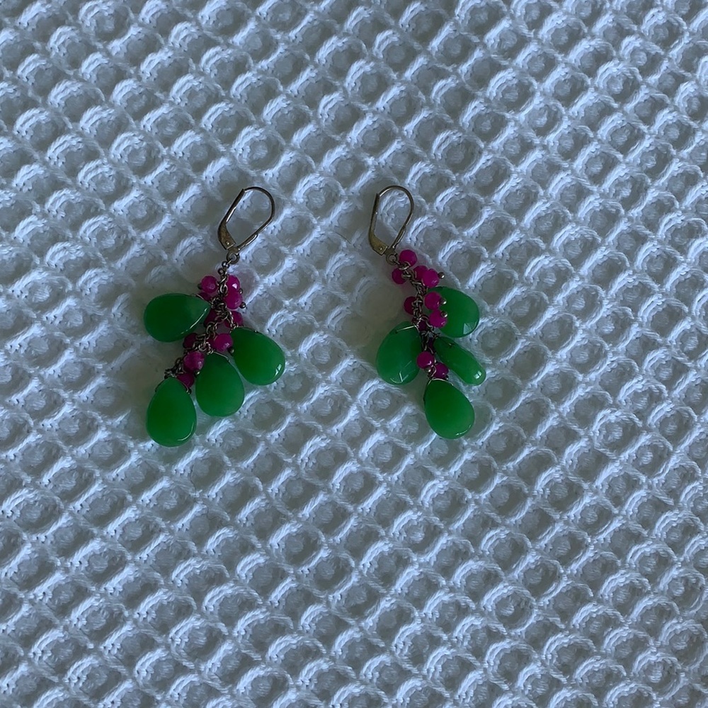 KEP designs pink and green dangle earrings